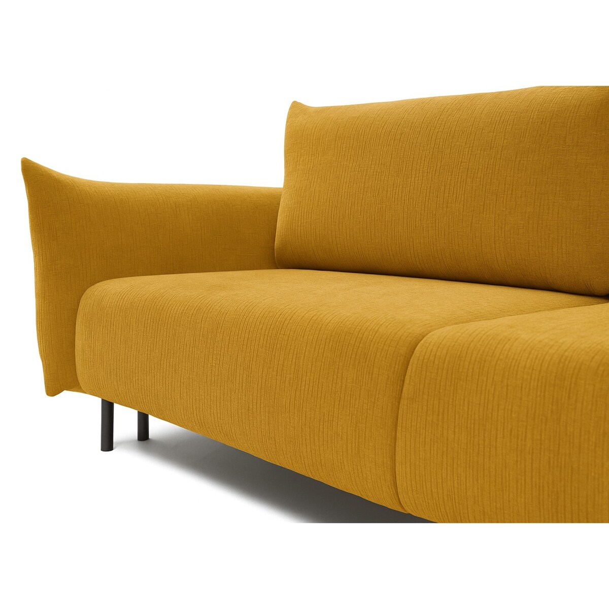 Kanapa ADA z funkcją spania i pojemnikiem, tkanina szenilowa, żółta