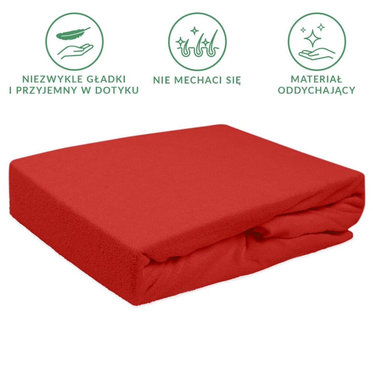 Prześcieradło frotte z gumką 140x200 kolor czerwony