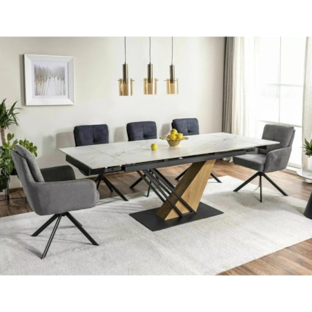 Stół rozkładany GENESIS 180(240)x90 biały marmur/dąb