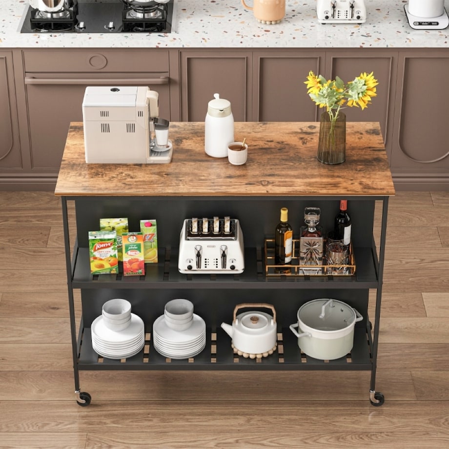Wyspa kuchenna stół barowy kredens szafka na kółkach 2 półki regał wózek