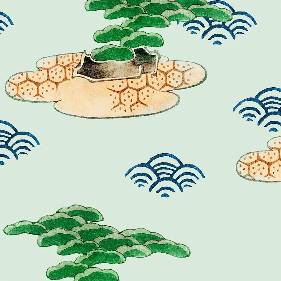 Lniany ręcznik kuchenny - Japoński krajobraz