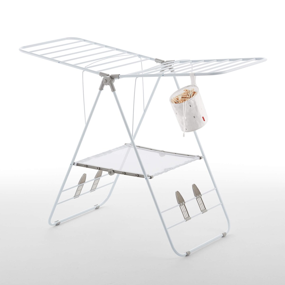 Koszyk na klamerki do prania Rayen - 15 cm, Biały