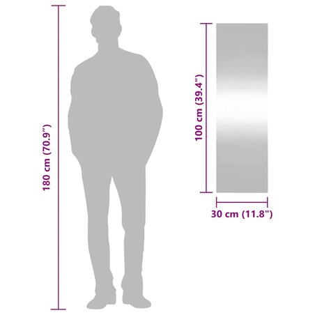 vidaXL Lustro ścienne, 30x100 cm, szklane, prostokątne