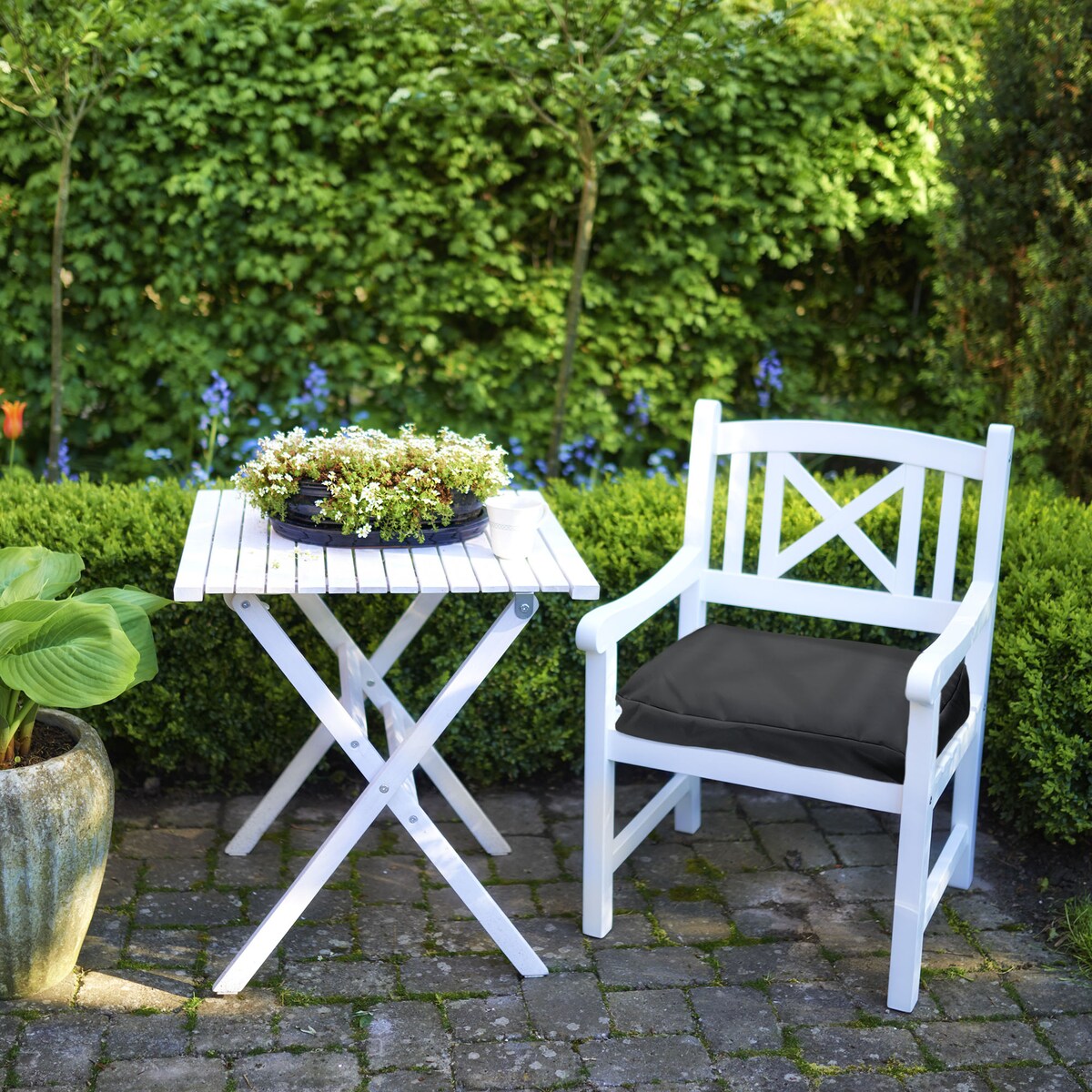 Poduszka Ogrodowa Płaska Pianka Z Zamkiem 60X60 Wodoodporna Czarna