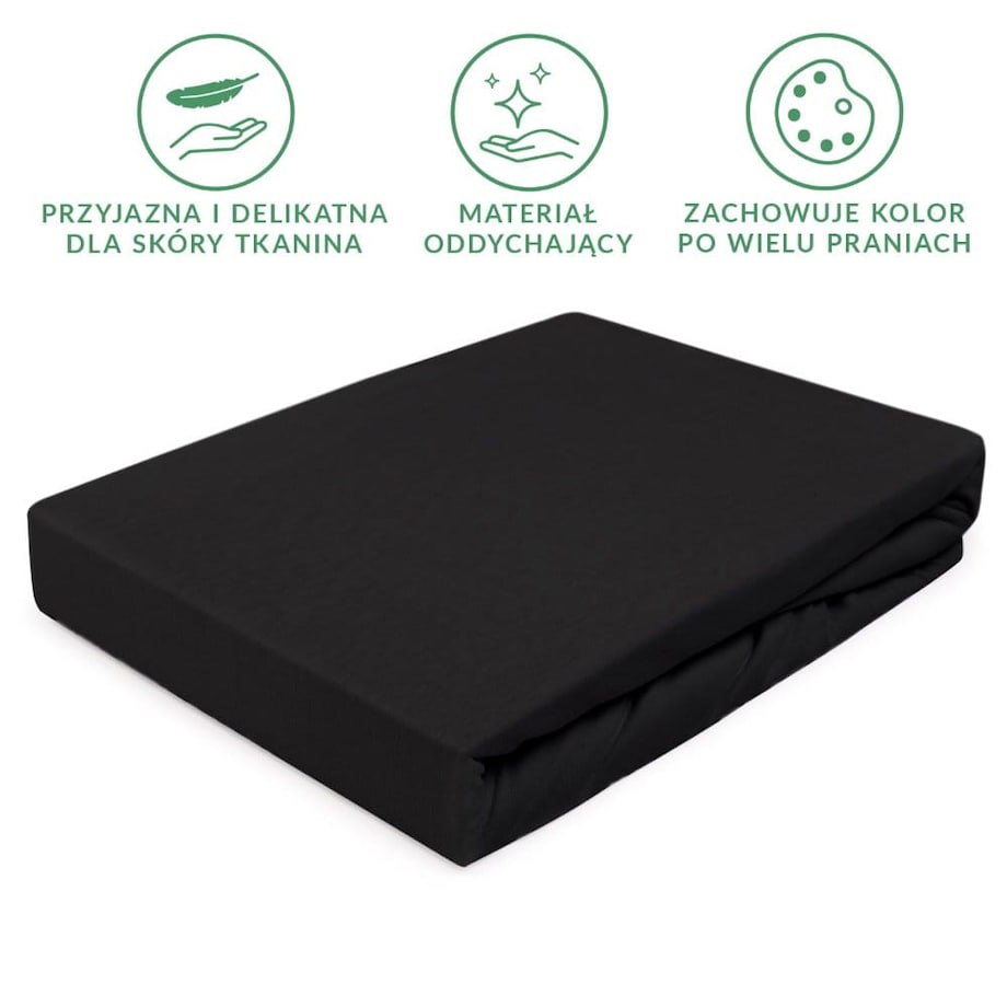 Prześcieradło jersey z gumką 140x200 kolor Czarny