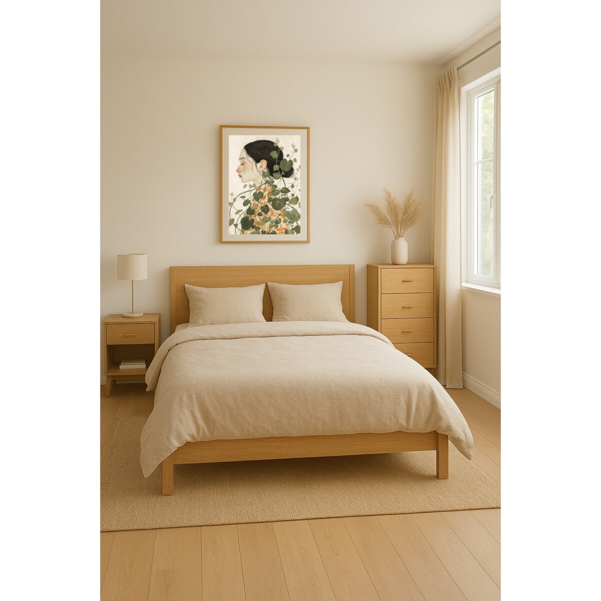 Poster Story, Plakat, Obraz - Kobieta Owinięta w Liście, wymiary 21 x 30 cm