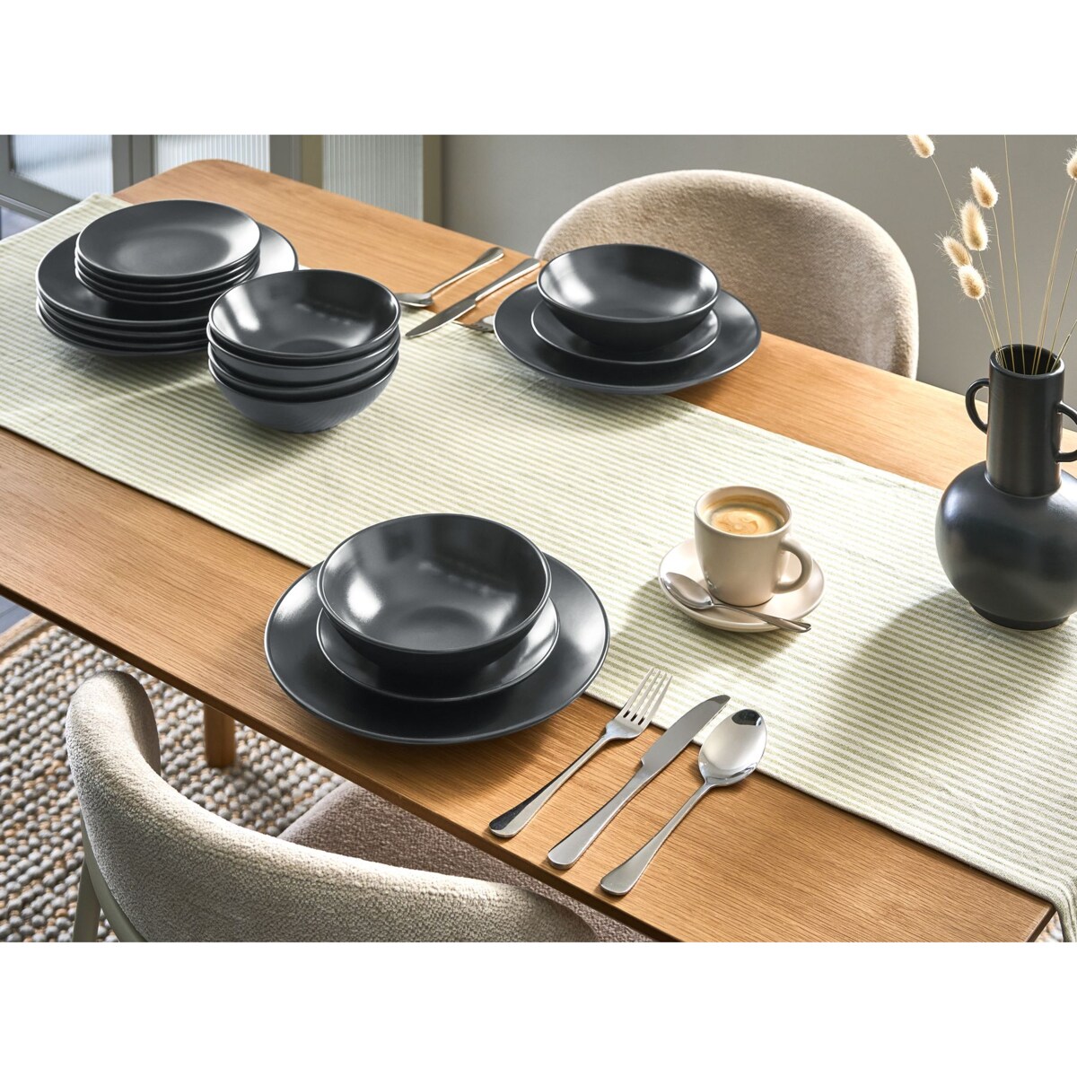 Zastawa stołowa 18-częściowa VIVANI Kamionka Czarny
