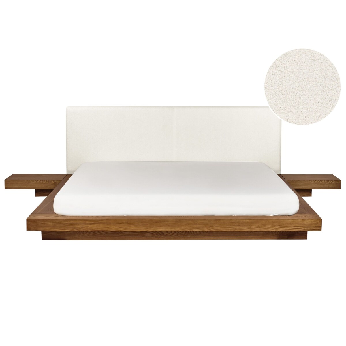 Łóżko LED Boucle ZEN 180 x 200 cm LED Jesion naturalny