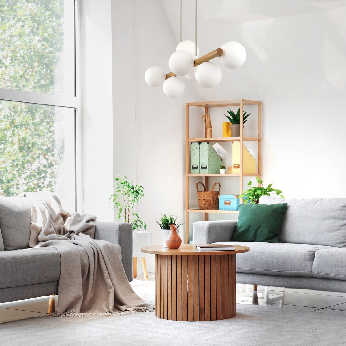Lampa wisząca TK Lighting ESTERA WOOD 5905 7xG9 biała drewno regulowana 90 cm