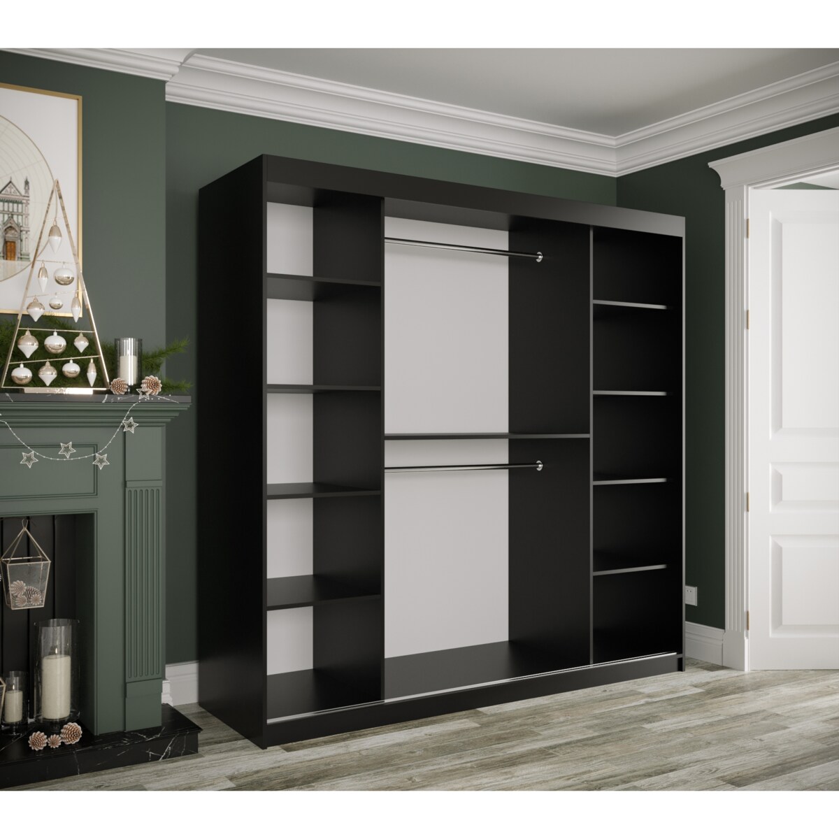 Szafa przesuwna Garderoba MARMUR T 200 gł. 62 czarny