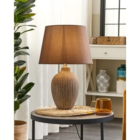 Lampka nocna ceramiczna brązowa FERGUS