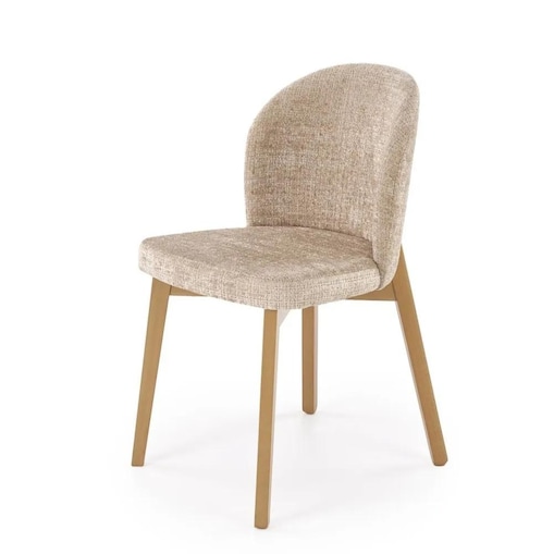 Krzesło tapicerowane BASSO beżowe/dąb naturalny