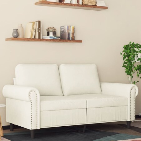 vidaXL Sofa 2-osobowa, kremowy, 120 cm, tapicerowana aksamitem