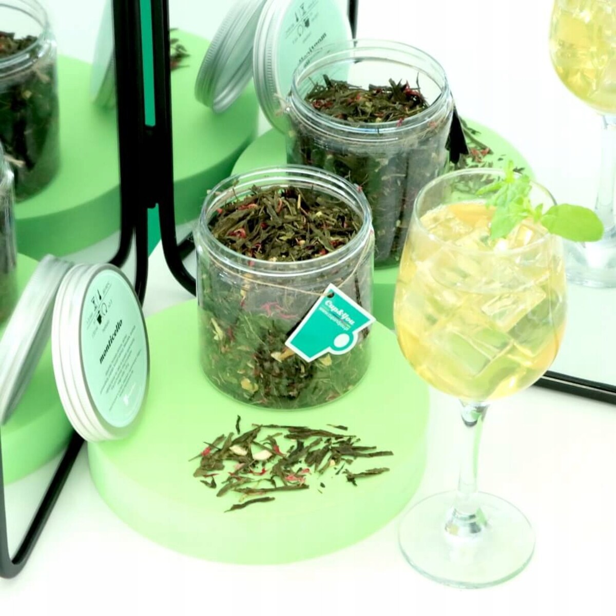 Herbata zielona sypana MONTICELLO o smaku różowego wina PREMIUM Cup&You - herbata liściasta sypana mieszanka napar susz - gotowa na prezent upominek