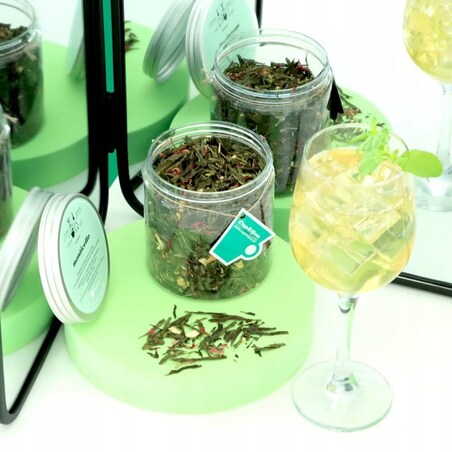 Herbata zielona sypana MONTICELLO o smaku różowego wina PREMIUM Cup&You - herbata liściasta sypana mieszanka napar susz - gotowa na prezent upominek