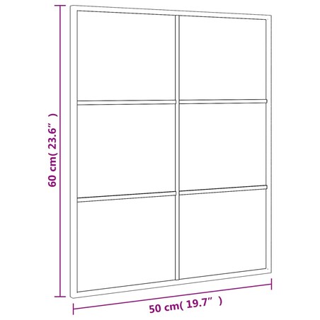 vidaXL Lustro ścienne, czarne, 50x60 cm, prostokątne, żelazo