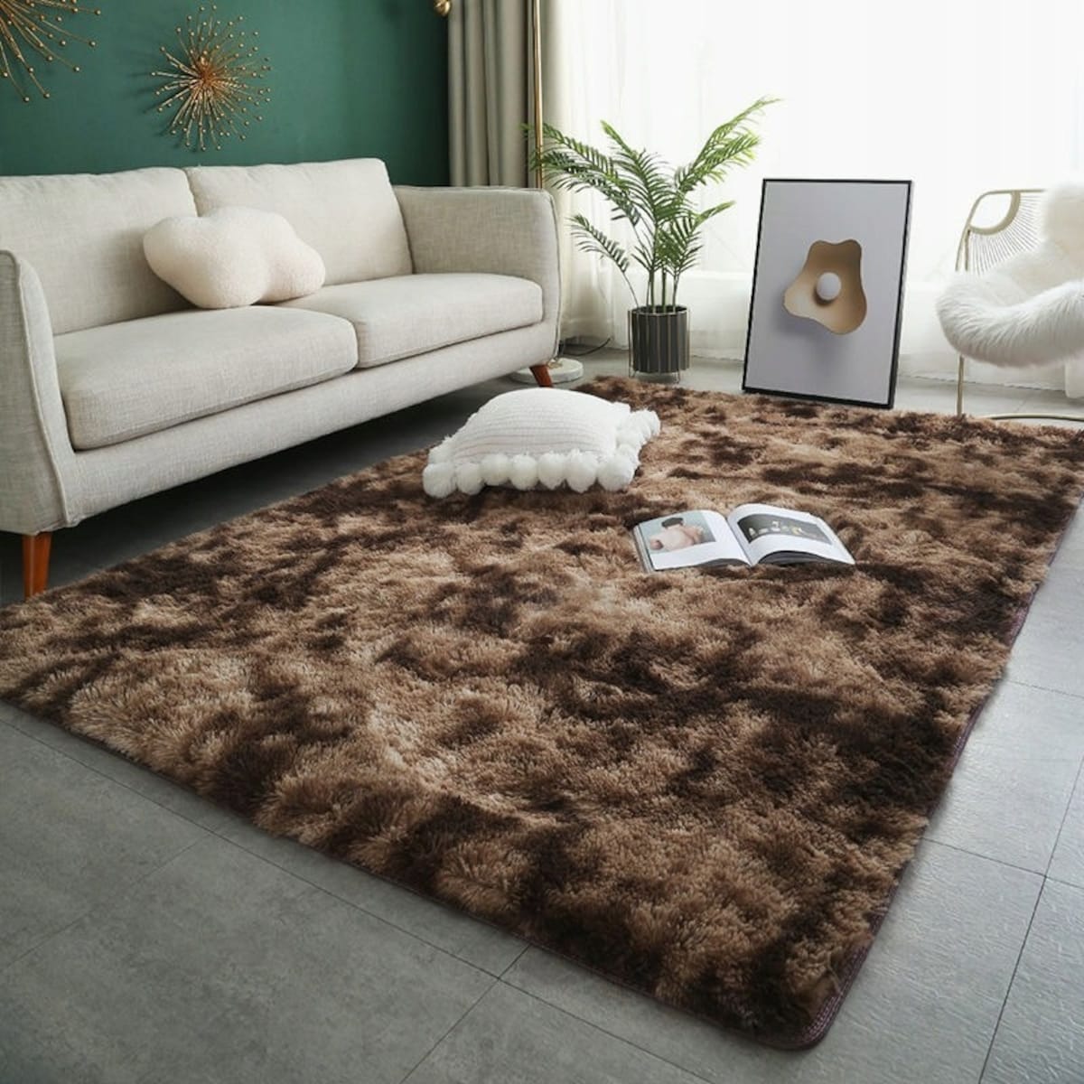 Dywan shaggy brązowy włochacz rabbit 120x170 cm miękki pluszowy