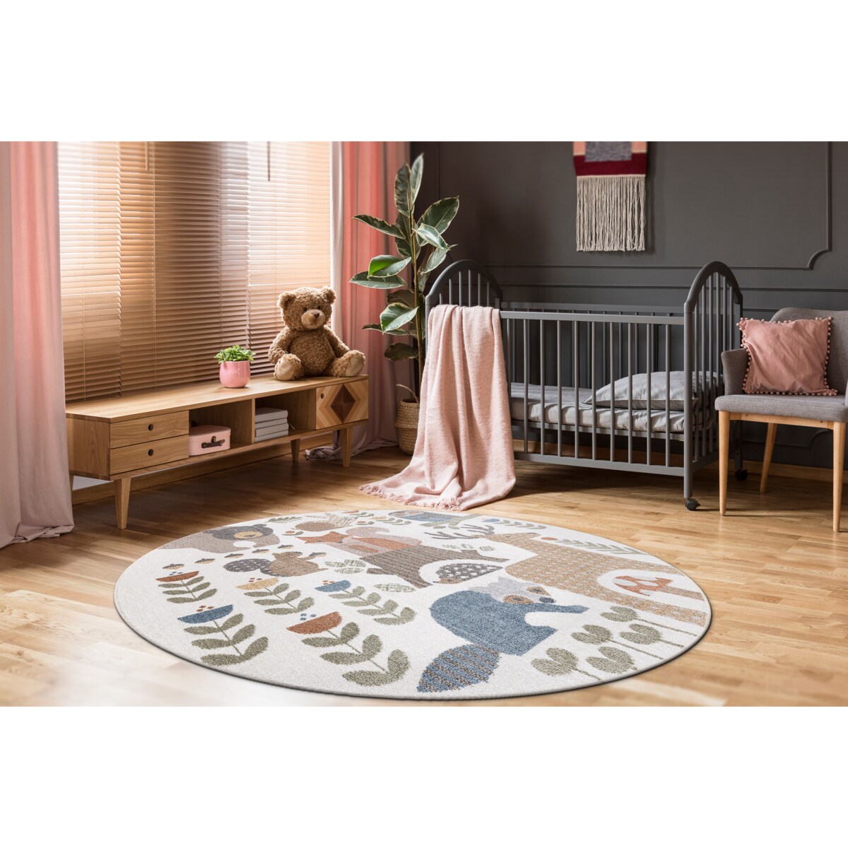 Dywan BONO 8425 koło Zwierzęta leśne koło 100 cm