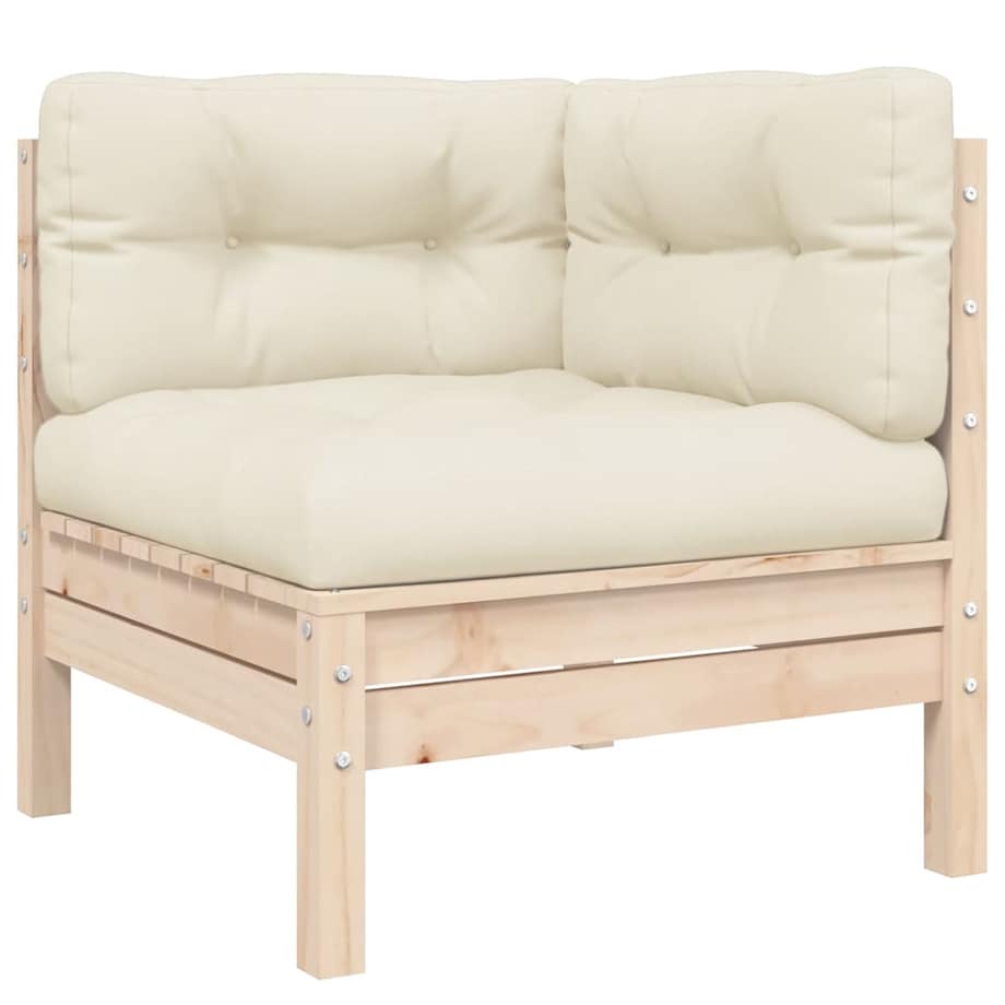 vidaXL 3-cz. zestaw wypoczynkowy z poduszkami, lita sosna