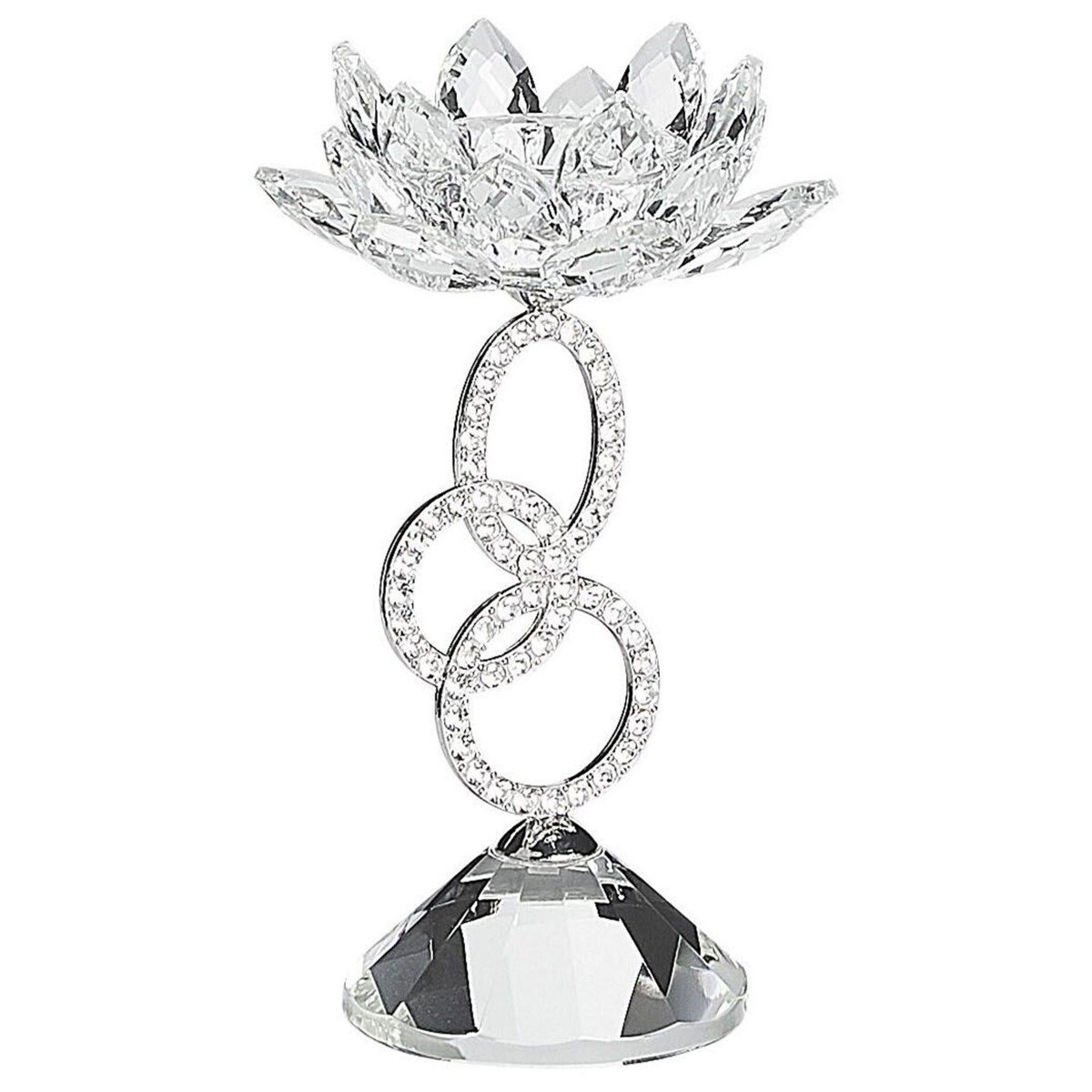 Świecznik szklany 19 cm srebrny OVIEDO