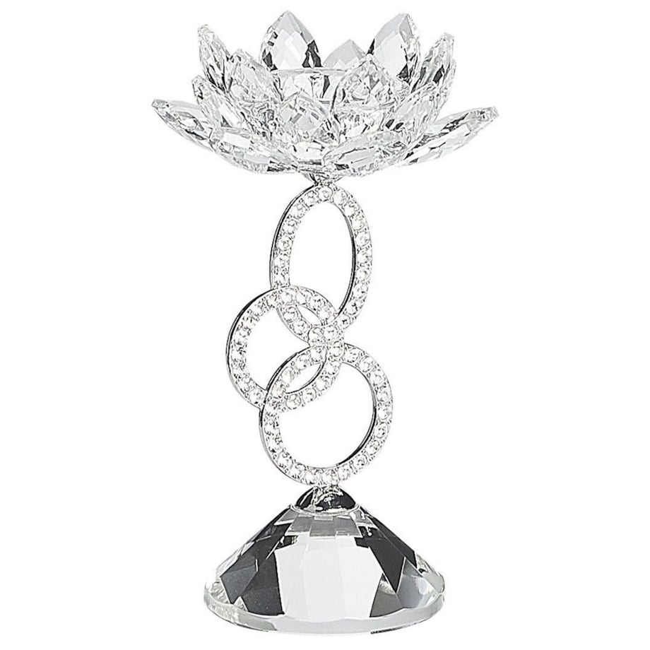 Świecznik szklany 19 cm srebrny OVIEDO