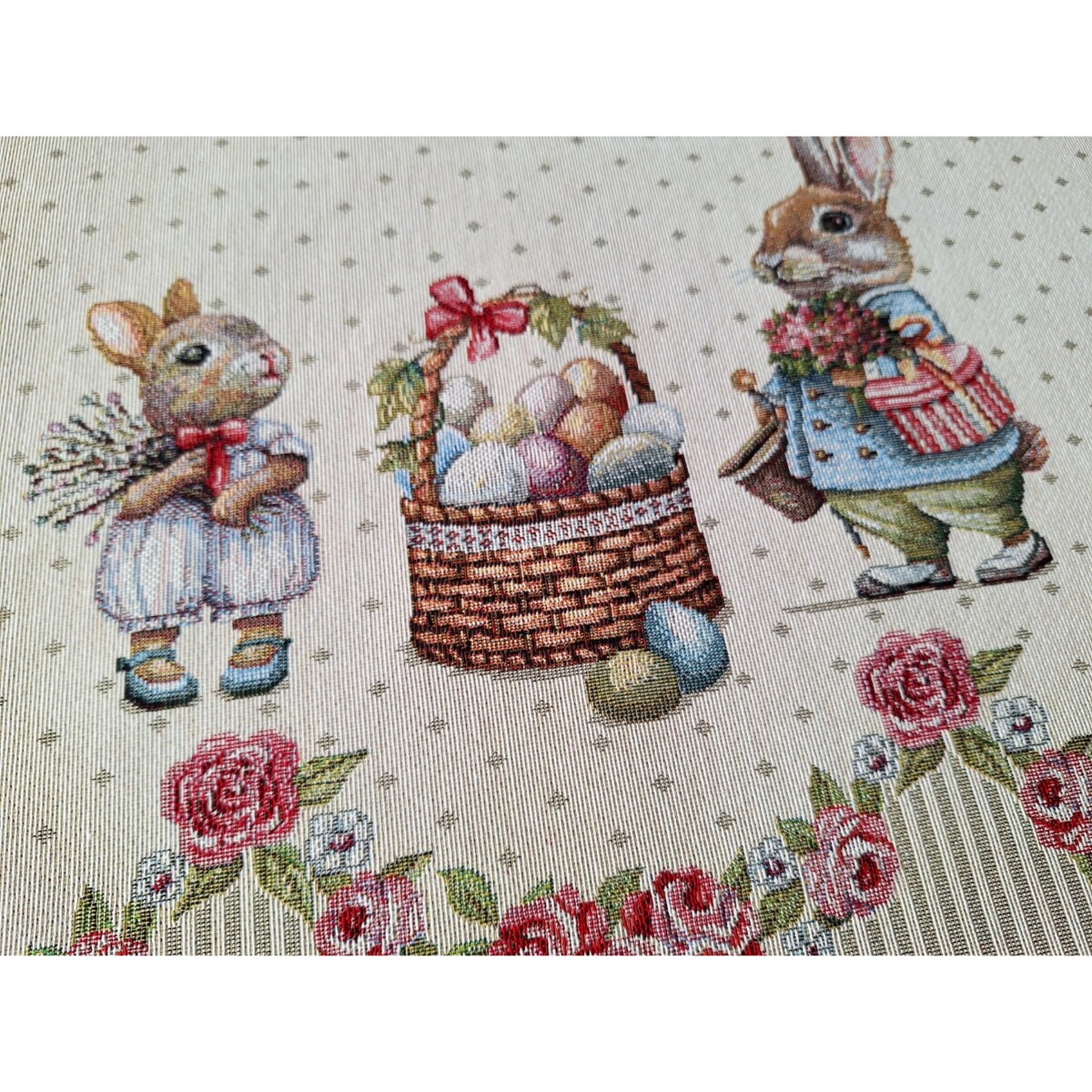 Serwetka Wielkanocna Na Stół Do Koszyczka Ozdobna Dekoracyjna 40X50 Cm Zajączki