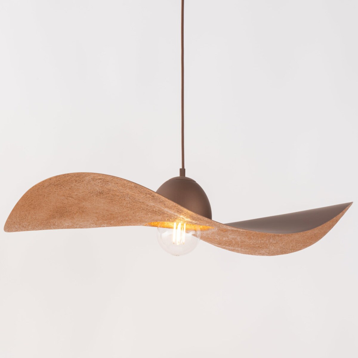 Lampa wisząca nad łóżko KAPELLO zwis kapelusz metalowy brązowy