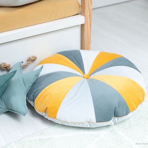 Pufa dla dzieci Honey Velvet patchworkowe siedzisko