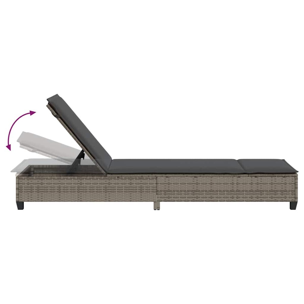 vidaXL Leżak z poduszkami Szary 55x200x25,5cm Polirattan