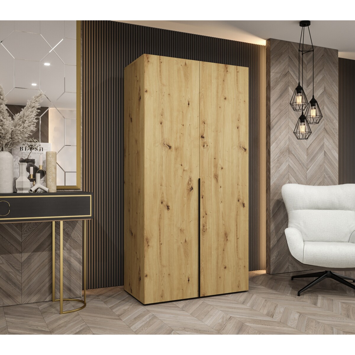 Szafa uchylna otwierana ALICANTE 1 100 wys. 202 cm Artisan + u. Czarny