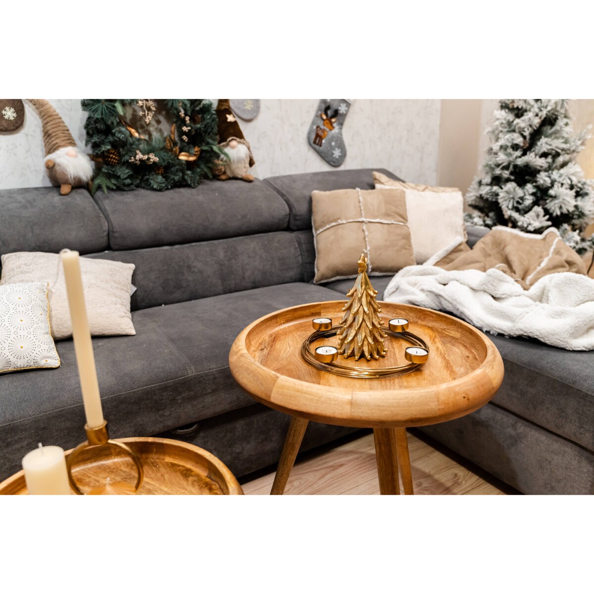 Złoty świecznik na 4 tealight, Ø 28,5 cm