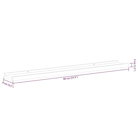 vidaXL Półki ścienne na zdjęcia, 2 szt., szare, 80x9x3 cm, MDF