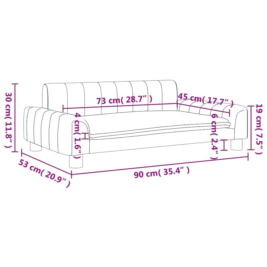 vidaXL Sofa dla dzieci, kremowa, 90x53x30 cm, obita tkaniną