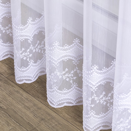 Firana na haczykach flex podwójnych 300x265 biały ze wzorem