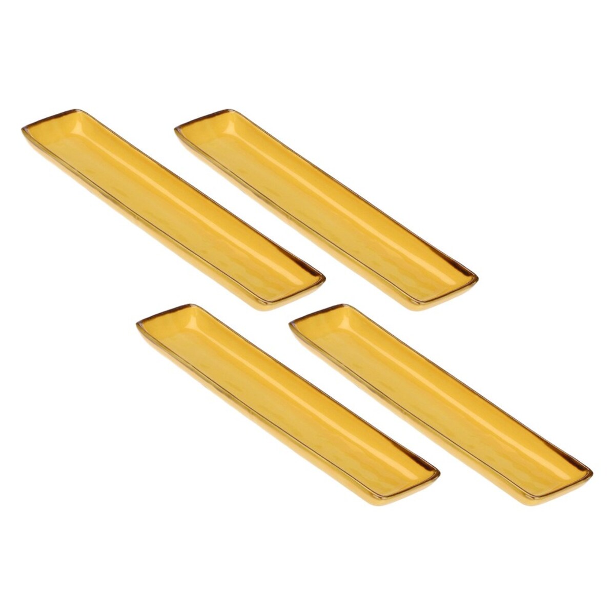 Zestaw 4 tac prostokątnych Concerto Ocra - Żółty, 32 x 8 cm