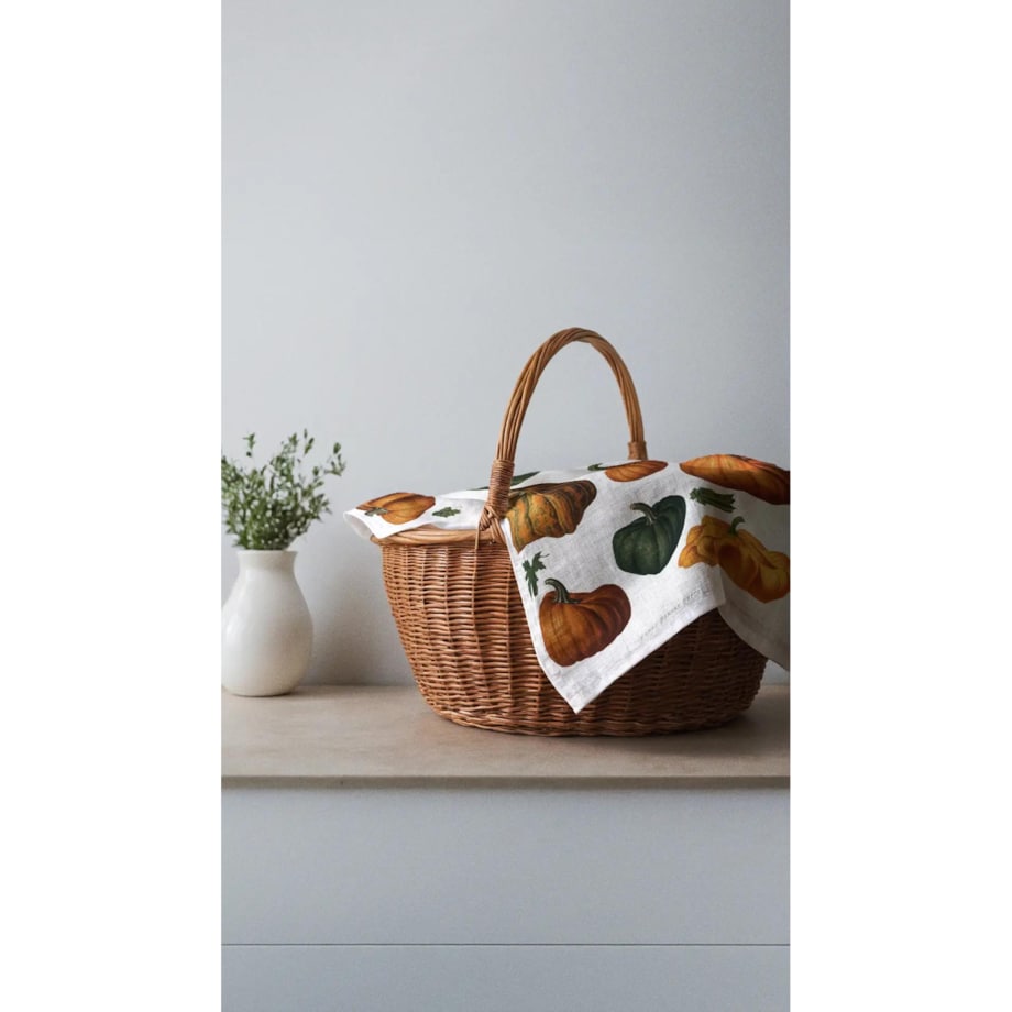 Lniany ręcznik kuchenny - Jesienne dynie