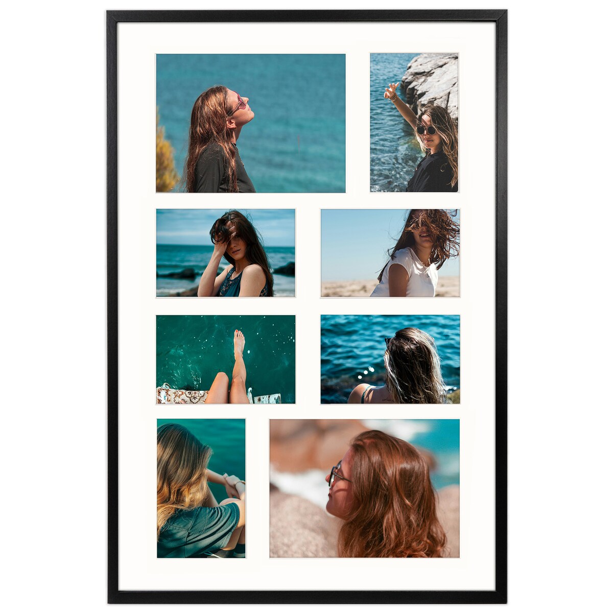 Ramka na 8 zdjęć 10x15 cm i 15x21 cm rama czarna foto galeria 40x60 cm kolaż FRAMAI®