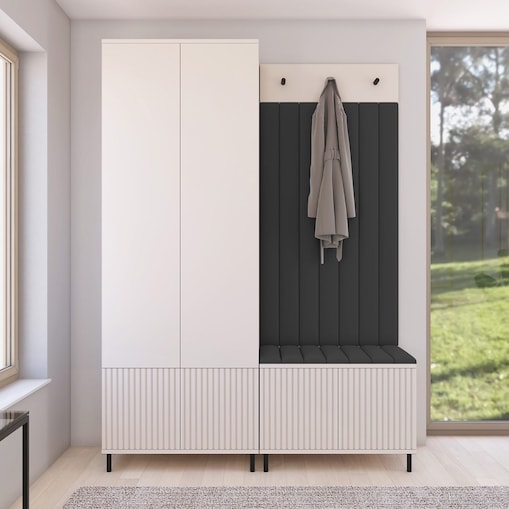 Szafa frezowana z lustrem szafka na buty Ritmo wersja 1 Trinity 19 Cashmere