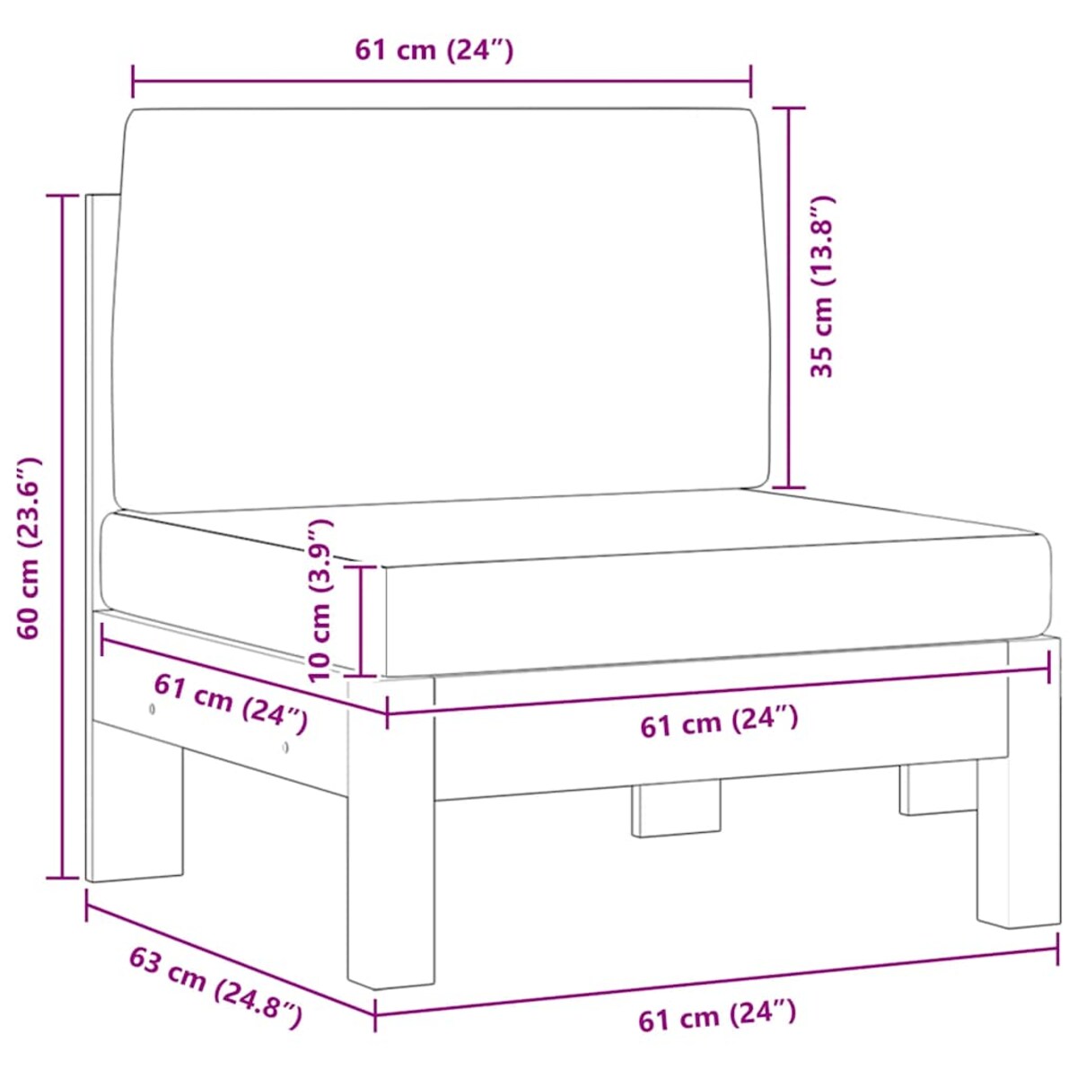vidaXL 2 sofy środkowe z kremowymi poduszkami, lite drewno akacjowe