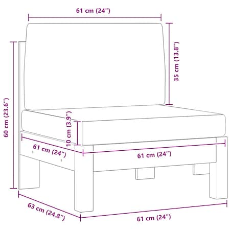 vidaXL 2 sofy środkowe z kremowymi poduszkami, lite drewno akacjowe