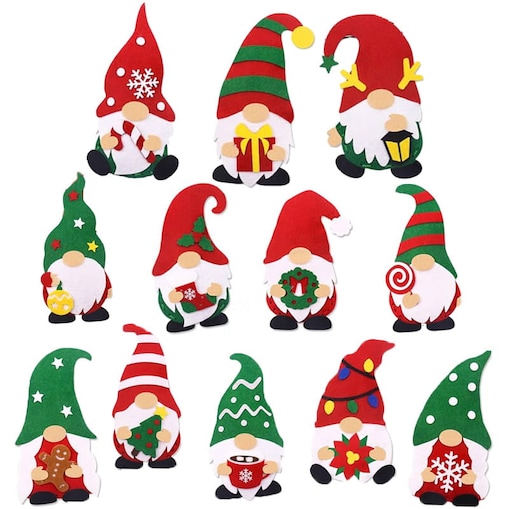 Świąteczne skrzaty - filcowy zestaw do szycia DIY - 12 elementów