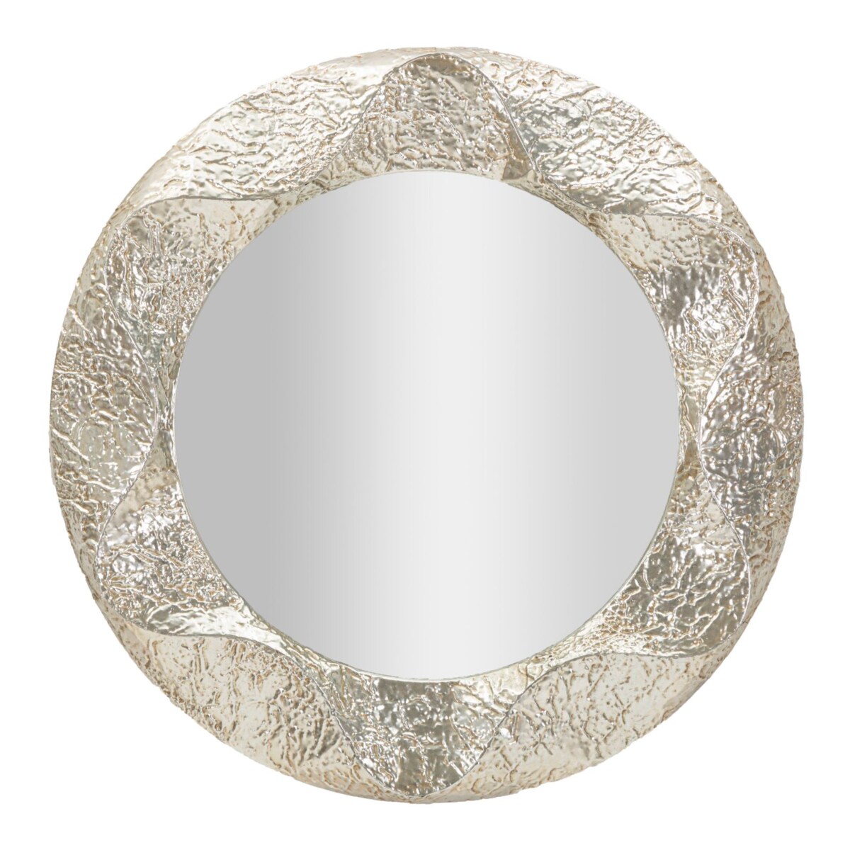 Lustro ścienne Argelux, kolor srebrny, żelazo i płyta MDF, 104 x 7 x 104 cm, kształt okrągły, styl glamour, do salonu i przedpokoju, Mauro Ferretti