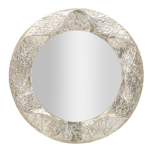 Lustro ścienne Argelux, kolor srebrny, żelazo i płyta MDF, 104 x 7 x 104 cm, kształt okrągły, styl glamour, do salonu i przedpokoju, Mauro Ferretti