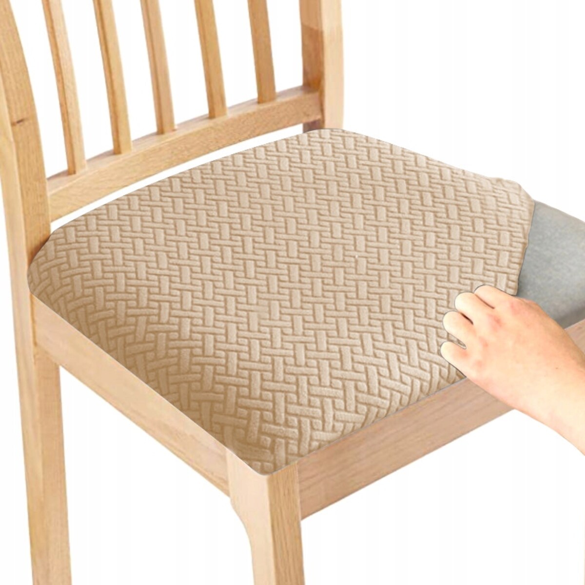 POKROWIEC NA SIEDZISKO 40x40cm BEŻOWY ŻAKARD ELASTYCZNY [60-Z1-BZ]