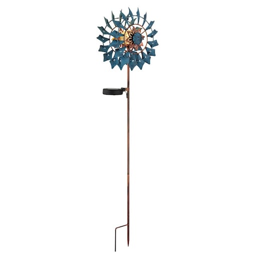 Lampa solarna ogrodowa LED 0,06W Globo 36572 SOLAR, koło wiatrowe, 3000K, IP44, złota, 92 cm