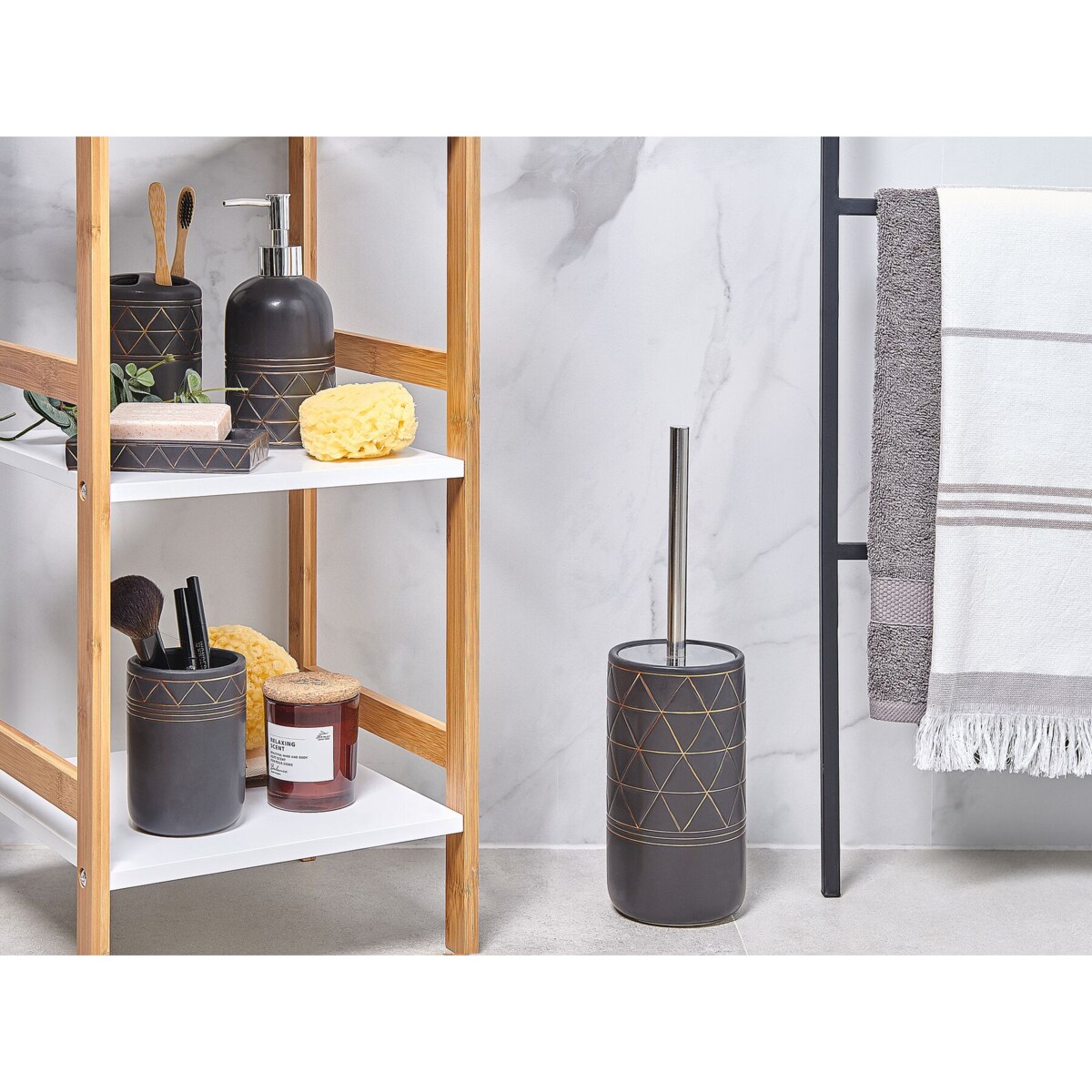 Zestaw akcesoriów łazienkowych 5 elementów LANCO Ceramika Czarny