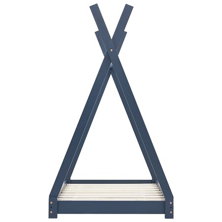 vidaXL Rama łóżka dziecięcego, szara, lite drewno sosnowe, 70 x 140 cm