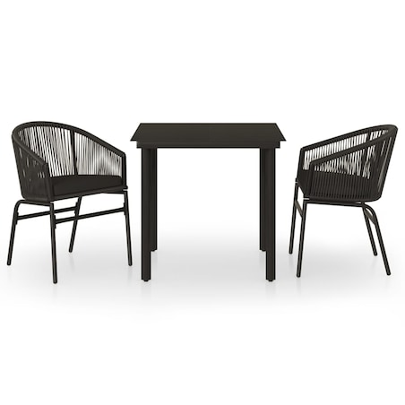 vidaXL 3-częściowy zestaw mebli ogrodowych, czarny