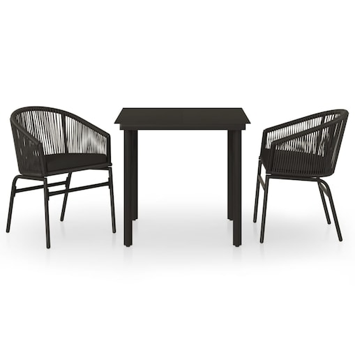 vidaXL 3-częściowy zestaw mebli ogrodowych, czarny