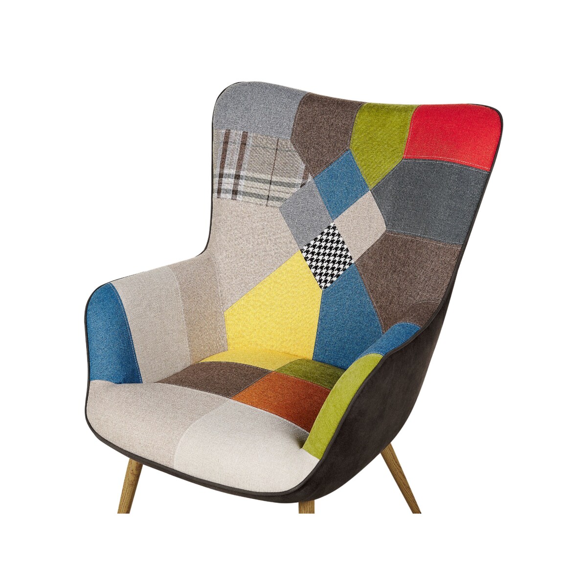 Fotel z podnóżkiem patchwork wielokolorowy VEJLE